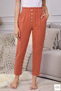 Linen Blend Pocketed Pantaloni