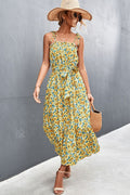 Floreale Tie-Shoulder Belted Abito