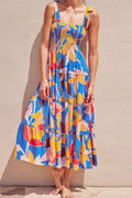 Floreale Tie Shoulder Smocked Tiered Abito