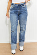 Judy Blu Lennon Full Size Wide Cuff Straight Leg Jeans